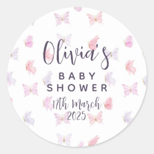 Pretty Butterfly Themed Party Stickers. Classic Round Sticker