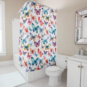 Pretty Butterfly Watercolor Pattern Shower Curtain