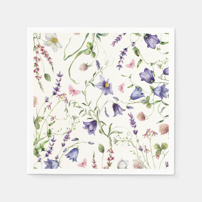 Pretty Butterlies Floral Bridal Shower Napkin (Front)