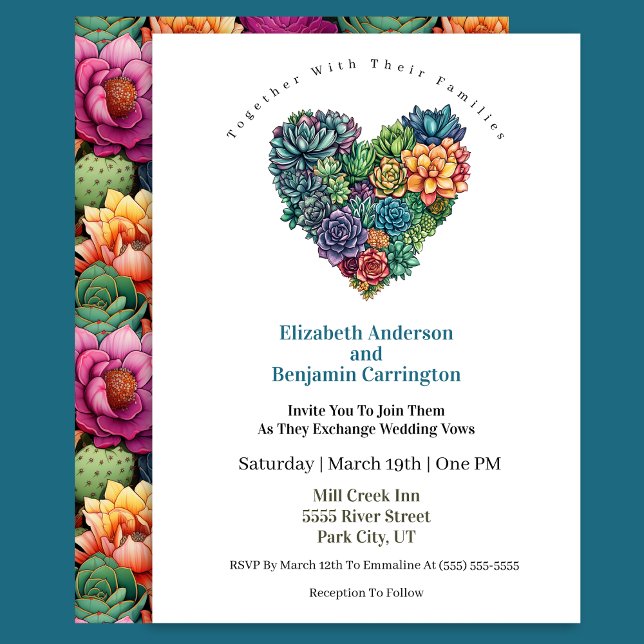 Pretty Cactus Heart Wedding Invitation (Creator Uploaded)