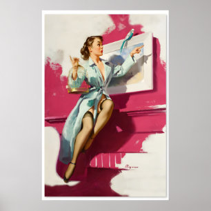 Pretty Cagey953 Vintage Style Elvgren Pin-Up Girl Poster