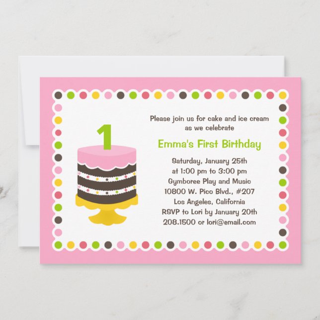 Pretty Cake - Birthday Party Invitation (Front)