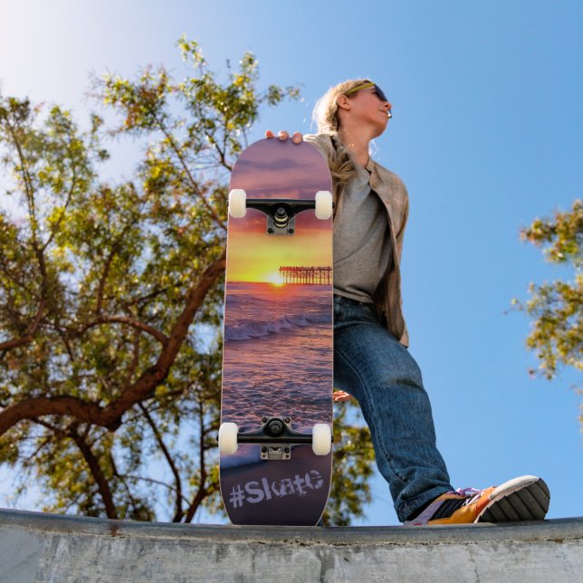 Pretty California Beach Pier Sunset Skateboard (Outdoor 1)