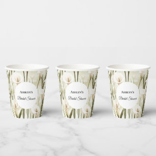 Pretty Calla Lilly Flowers Bridal Shower Paper Cups