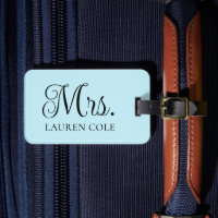 Pretty Calligraphy Light Blue Mrs Personalised