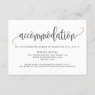 Pretty Calligraphy Script Black Accommodations Enclosure Card