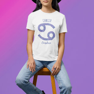 Pretty Cancer Astrology Sign Personalised Birthday T-Shirt