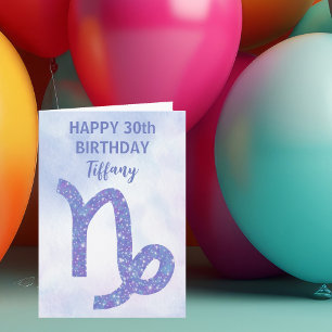 Pretty Capricorn Astrology Sign Custom Birthday Card
