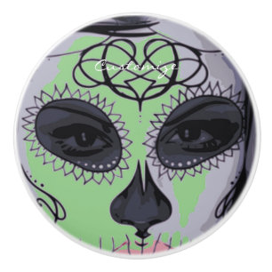 Pretty Carnival mask woman skull Thunder_Cove Ceramic Knob