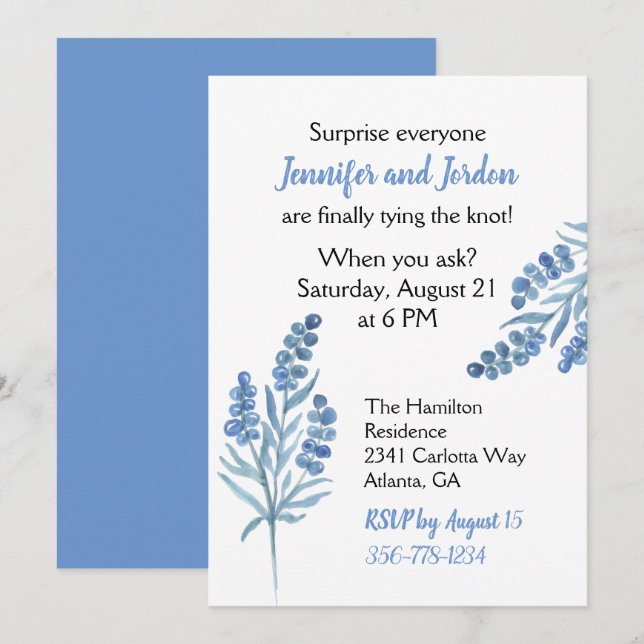 Pretty Casual Wedding Invitation (Front/Back)