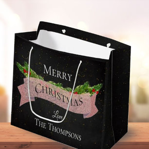 Pretty Chalkboard Merry Christmas Large Gift Bag