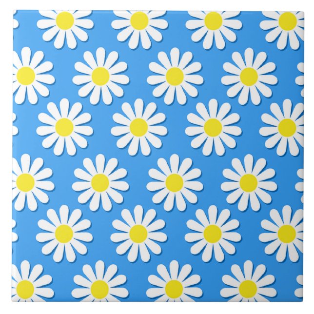 Pretty chamomile (daisy-lookalikes) flowers tile (Front)