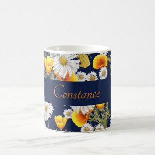 Pretty Chamomile & Poppies Pattern Personalised  Coffee Mug