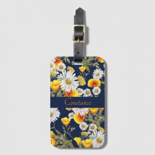 Pretty Chamomile & Poppies Pattern Personalised  Luggage Tag