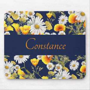 Pretty Chamomile & Poppies Pattern Personalised  Mouse Pad