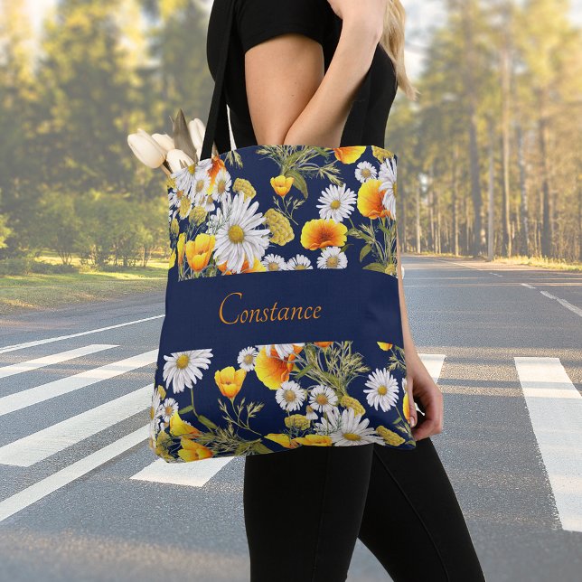 Pretty Chamomile & Poppies Pattern Personalised  Tote Bag (Creator Uploaded)