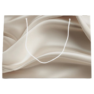 Pretty Champagne Gold Romantic Faux Satin Large Gift Bag