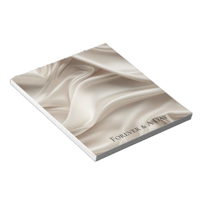 Pretty Champagne Gold Romantic Faux Satin Wedding Notepad (Angled)