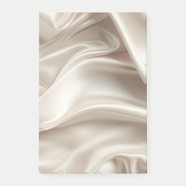 Pretty Champagne Gold Romantic Faux Satin Wedding Post-it Notes (Front)