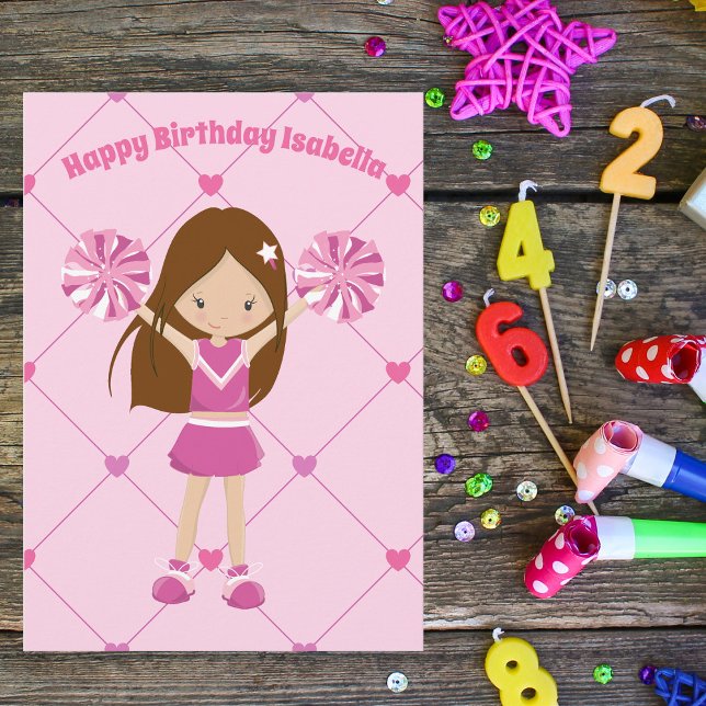 Pretty Cheerleader Personalised Pink Birthday Girl Card (Creator Uploaded)