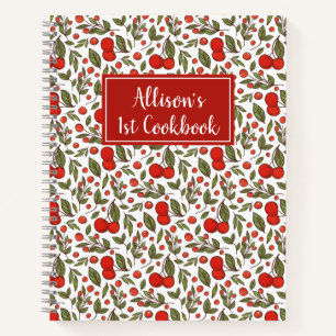 Pretty Cherry Berries Pattern 1st Cookbook Notebook