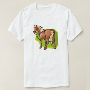 Pretty Chestnut Horse Stands Reins Equine Theme T-Shirt