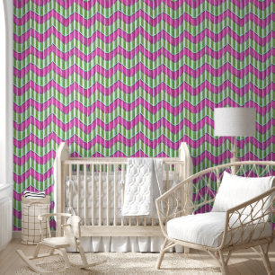 Pretty Chevron Green and pink Modern cute Wallpaper