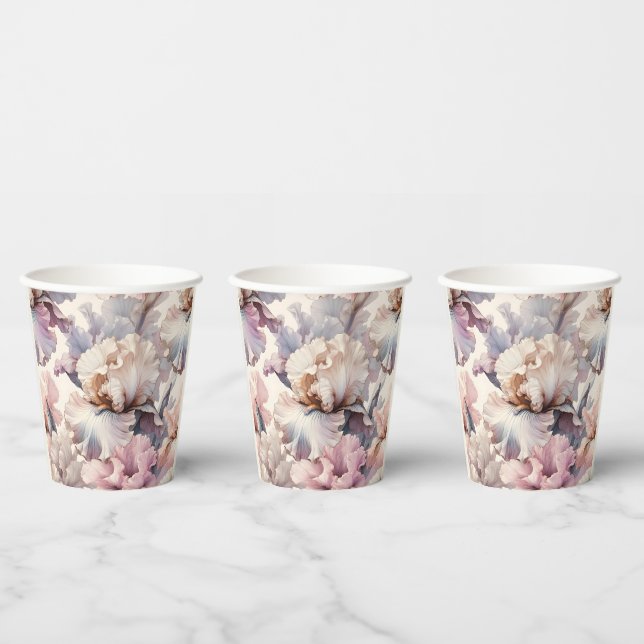 Pretty Chic Elegant Modern Floral Blush Pink Mauve Paper Cups (Multi)