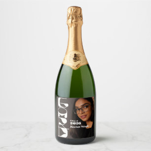 Pretty Chic Graduation Photo Champagne Label   Cla