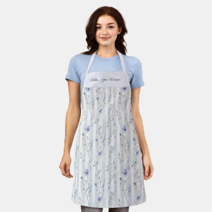 Pretty Chic Lavender Floral Stripes  Apron