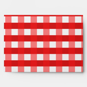 Pretty Chic Red Gingham Checked Fabric Pattern Envelope