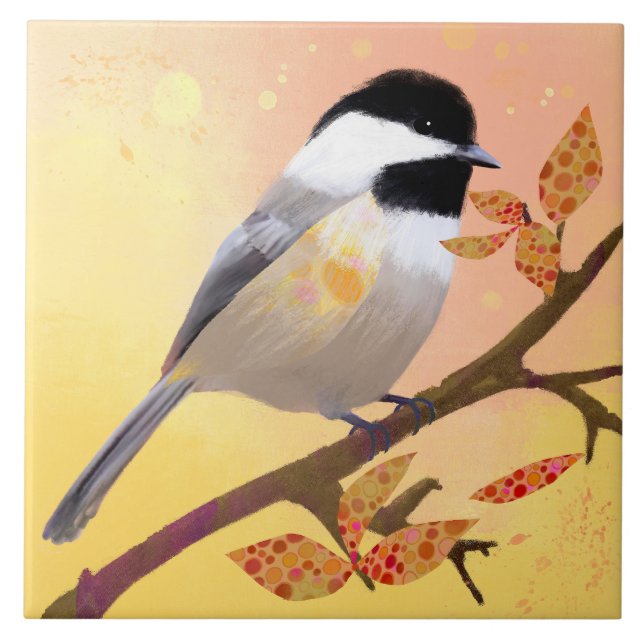 Pretty Chickadee Ceramic Tile (Front)