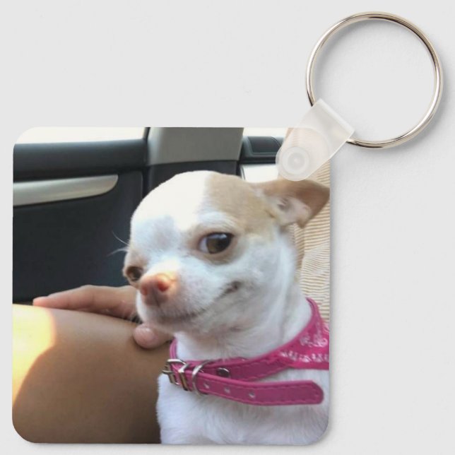 Pretty Chihuahua Dog Meme Double Sided Keychain (Back)