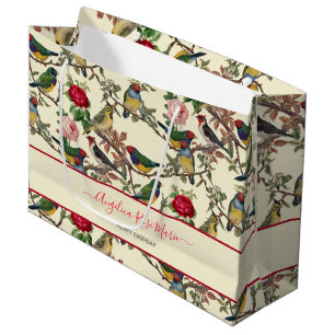 Pretty Chintzy Victorian Scrapbook Birds Design Large Gift Bag