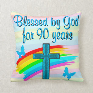 PRETTY CHRISTIAN 90TH BIRTHDAY BLESSINGS PILLOW