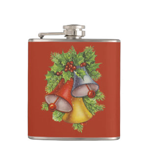 Pretty Christmas Bells Adult Stocking Stuffer Hip Flask