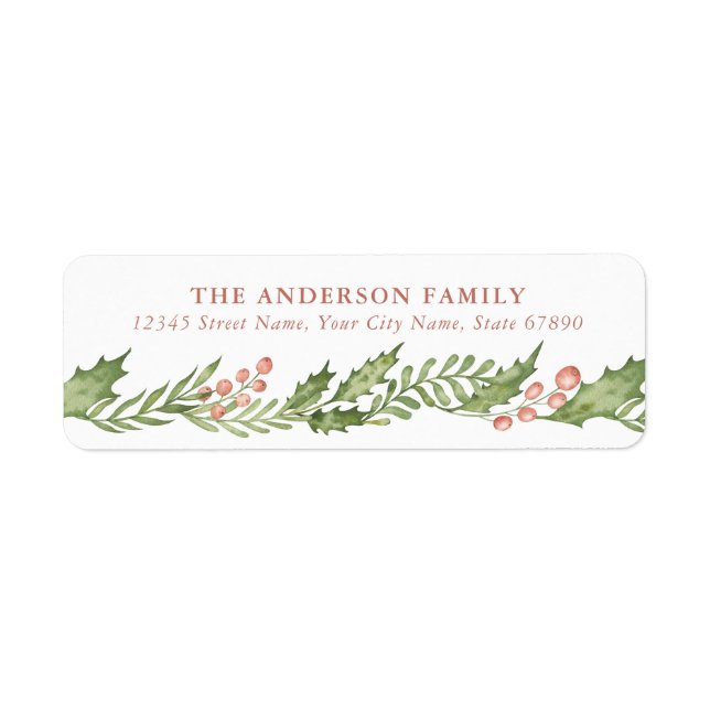 Pretty Christmas Garland Return Address Labels (Front)