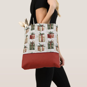 Pretty Christmas Gifts with Ribbons, Colour Block Tote Bag