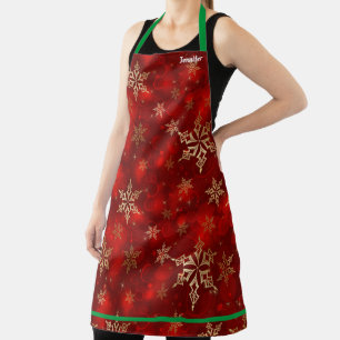 Pretty Christmas Holiday Hostess Apron Custom Name