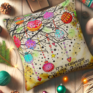 Pretty Christmas Ornaments Colourful Inspirivity Cushion