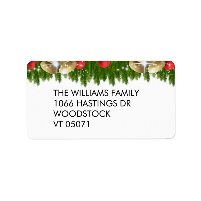 Pretty Christmas Ornaments Return Address Label (Front)
