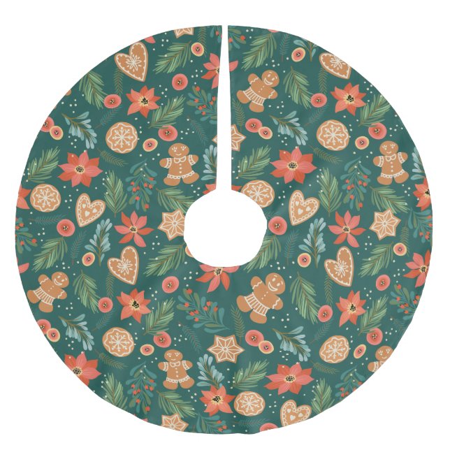 Pretty Christmas Pattern Brushed Polyester Tree Skirt (Front)
