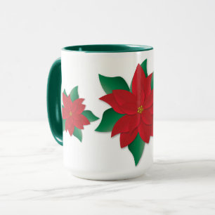 Pretty Christmas Poinsettias Mug