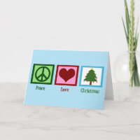 Pretty Christmas Tree Blue Peace Sign Heart