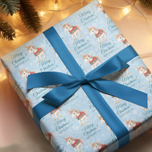 Pretty Christmas Unicorn Wrapping Paper
