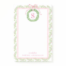 Pretty Christmas Wreath Monogram Notes