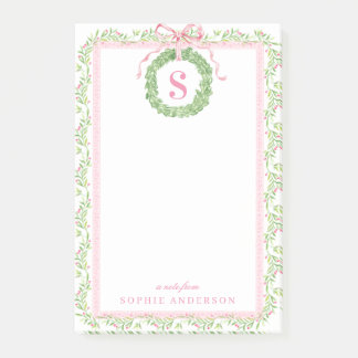 Pretty Christmas Wreath Monogram Notes