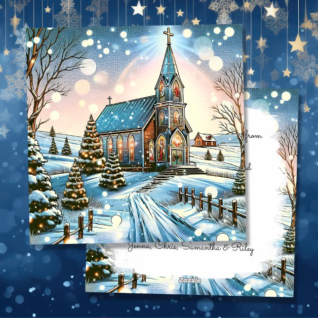 Pretty Church on a Winter Day Christmas Holiday Card (Creator Uploaded)