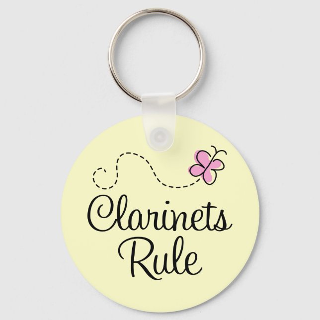 Pretty Clarinets Rule Music Gift Key Ring (Front)