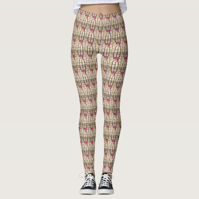 Pretty Classic Pink floral Feminine pattern Design Leggings (Front)